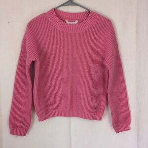 No Boundaries Bright Pink Ribbed Cropped Sweater Size Small